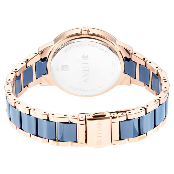 Titan Purple Ceramics Blue Dial Analog Steel and Ceramic Strap watch for Women - image number 4