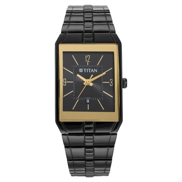 Titan Quartz Analog Black Dial Stainless Steel Strap Watch for Men - image number 1