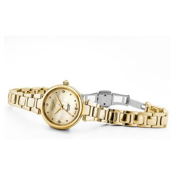 Roamer Dreamline Diamond Quartz Analog Champagne Mother of Pearl Dial Golden Stainless Steel Strap Watch For Women