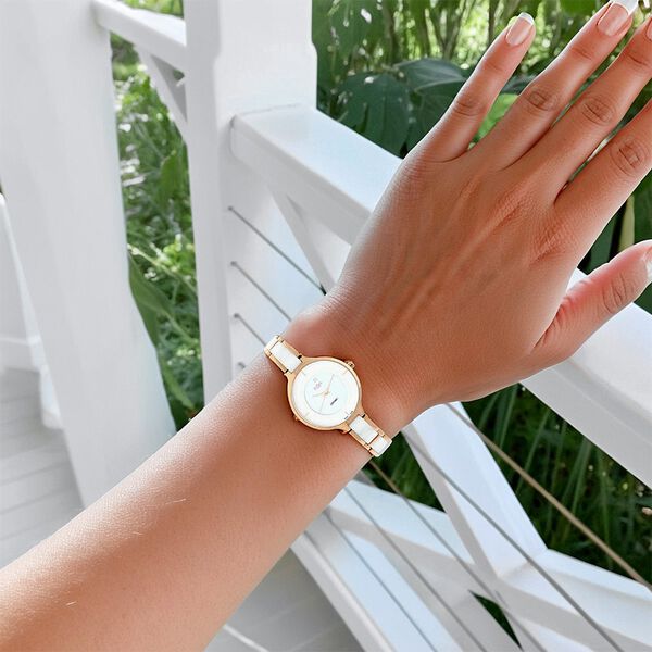 Xylys Seraphina Swiss Analog Steel & Ceramic Mother of Pearl White Dial Watch for Women - image number 5