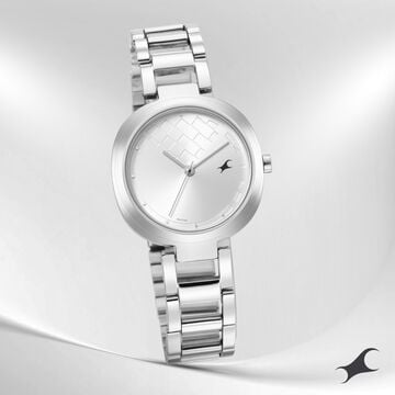 Fastrack Stunners Quartz Analog Silver Dial Stainless Steel Strap Watch for Girls