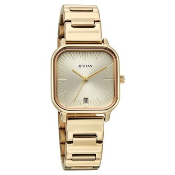 Titan Neo Quartz Analog with Date Champagne Dial Rose Gold Metal Strap Watch For Women