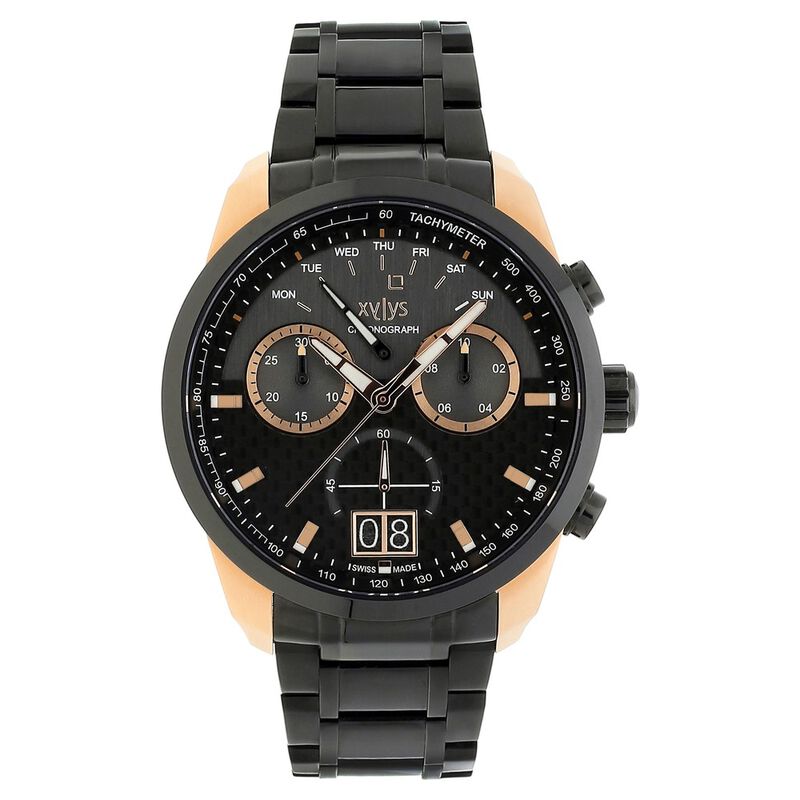Xylys Quartz Chronograph Grey Dial Black Stainless Steel Strap Watch For Men