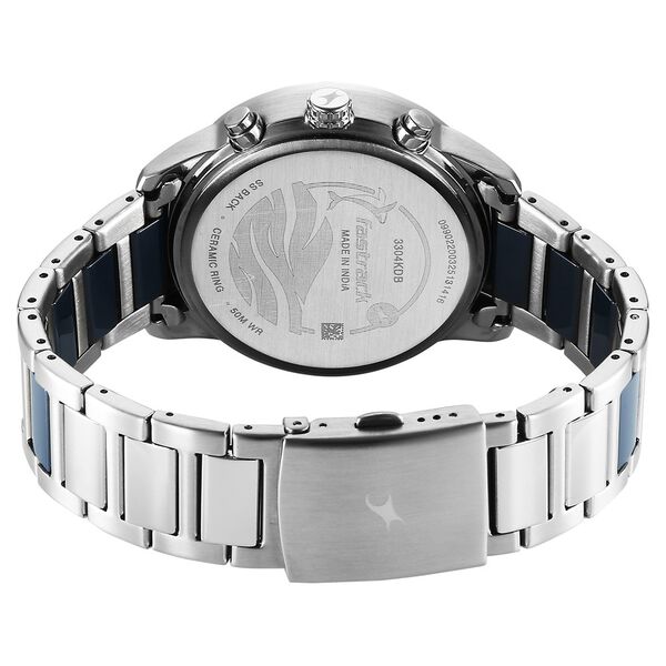 Fastrack Oceanyx - Ceramic Quartz Multifunction Blue Dial Two Toned Strap Watch For Guys - image number 5