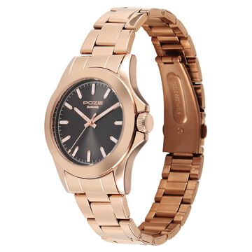 Sonata Poze Quartz Analog Black Dial Rose Gold Stainless Steel Strap Watch For Men