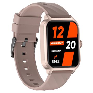 Fastrack Rave FX2 with 4.64 cm UltraVU HD Display, SingleSync BT Calling, Functional Crown with Beige Strap