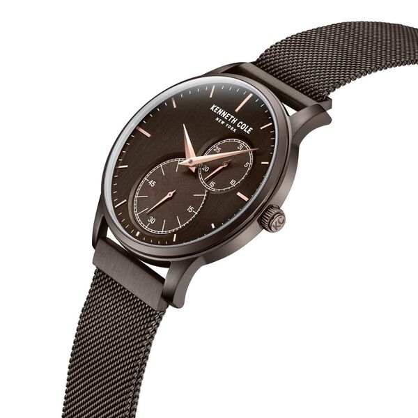 Kenneth Cole Multifunction Brown Dial Stainless Steel Strap Watch For Men - image number 3