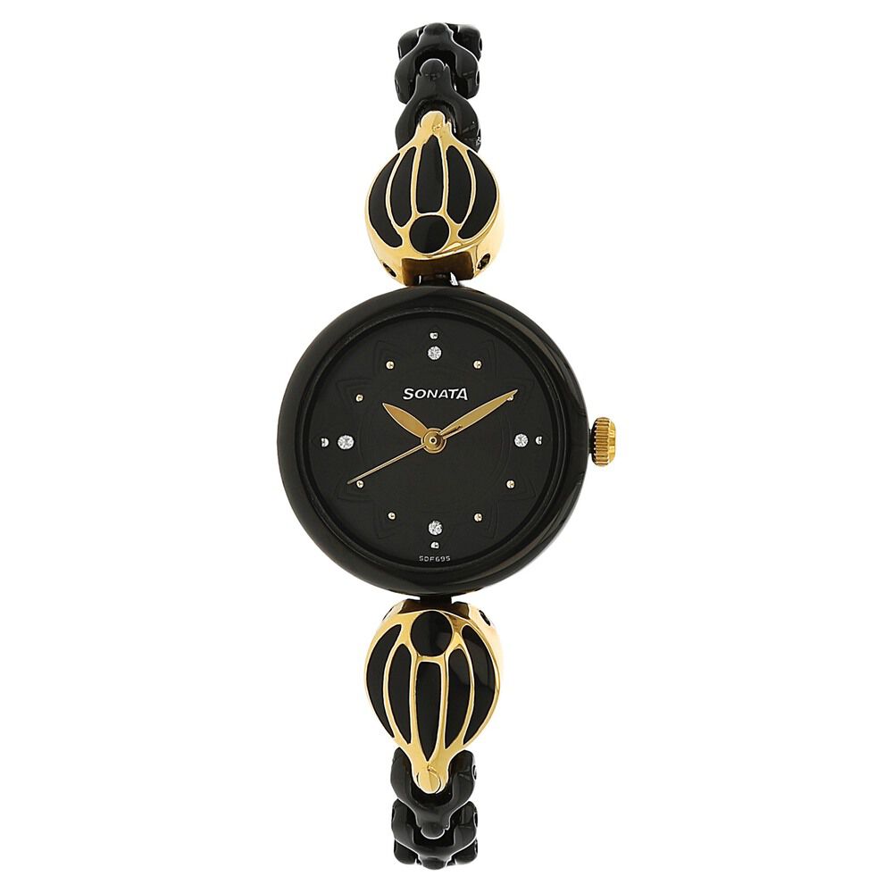 Sonata analog black top dial women's watch
