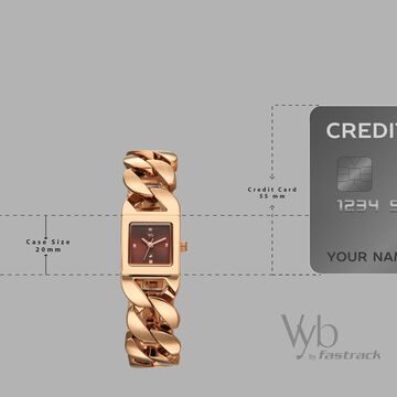 Vyb Runway By Fastrack Quartz Analog Brown Dial Rose Gold Metal Strap Watch For Girls