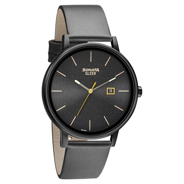 Sonata Quartz Analog with Date Leather Strap Watch for Men - image number 0