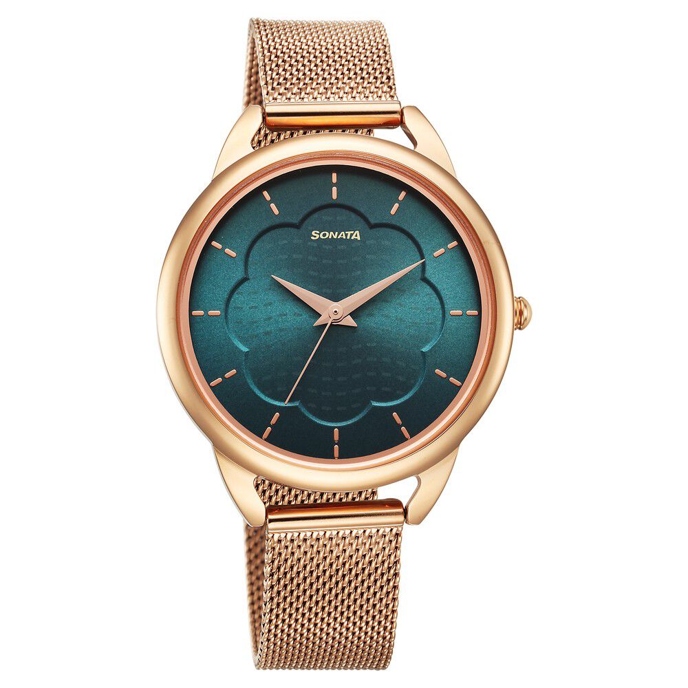 Buy Online Sonata Wedding Quartz Analog Green Dial Stainless Steel Strap Watch for Women ns87051wm01 Titan