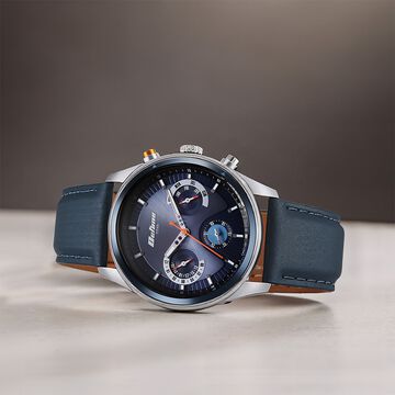 Titan Octane Quartz Multifunction Blue Dial With Blue Leather Strap Watch For Men