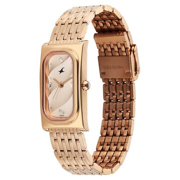 Fastrack Gelato rosegold analog bracelet watch with Caramel dial for Girls