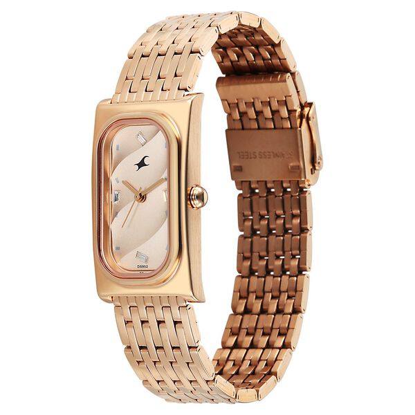 Fastrack Gelato rosegold analog bracelet watch with Caramel dial for Girls - image number 2