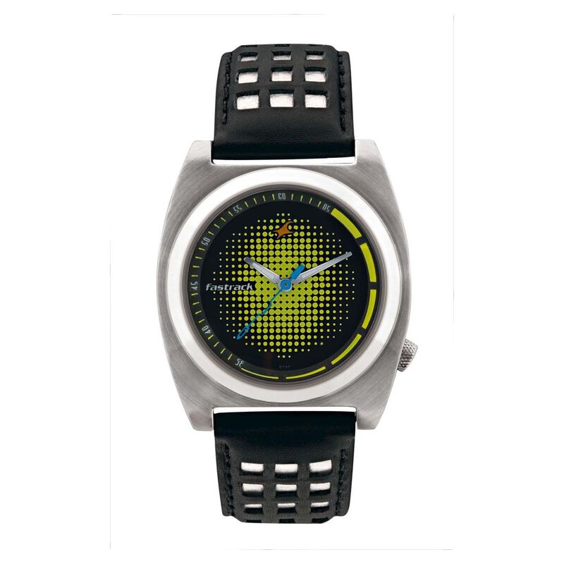 Fastrack Quartz Analog Black Dial Leather Strap Watch for Guys