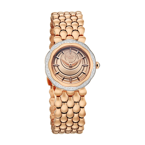 Titan Raga Paris, with Love Quartz Analog Rose Gold Dial Red Stainless Steel Strap Watch For Women - image number 1