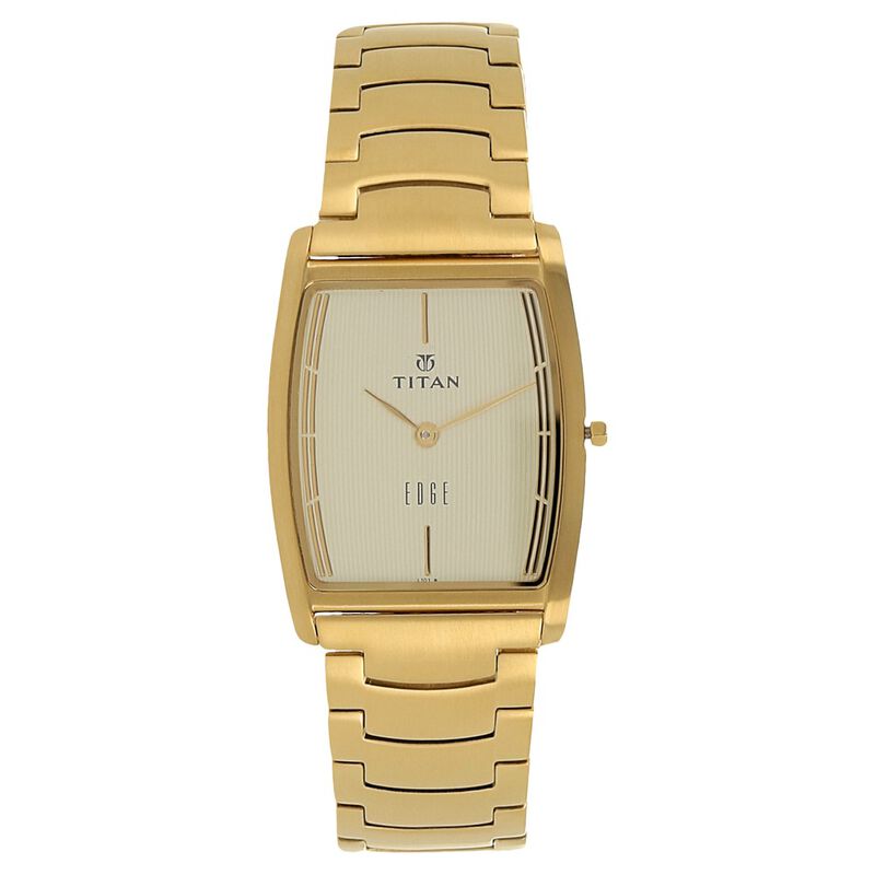 Titan Edge Quartz Analog Champagne Dial Stainless Steel Strap Watch for Men