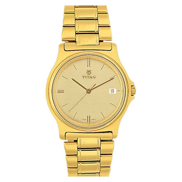 Titan Quartz Analog with Date Champagne Dial Watch for Men - image number 0