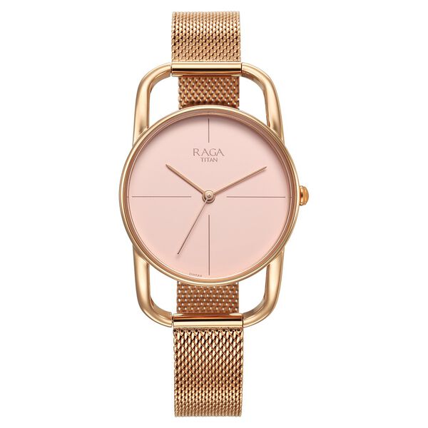 Titan Raga Chic Quartz Analog Pink Dial Metal Strap Watch for Women - image number 0