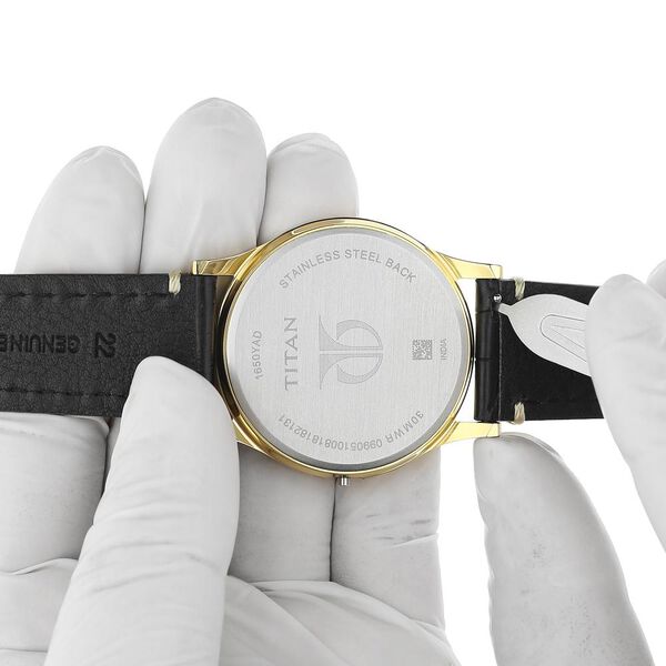 22 mm Black Genuine Leather Straps for Men - image number 5