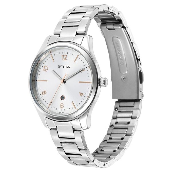 Titan Urban Silver White Dial Women Watch With Metal Strap - image number 2