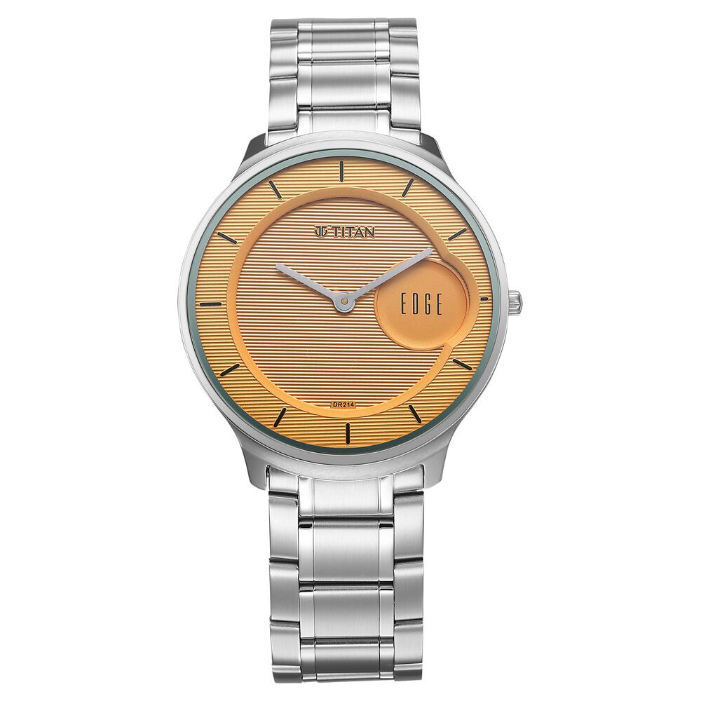 Titan Edge Murals Quartz Analog Yellow Dial Stainless Steel Strap Watch For Men-picture-22