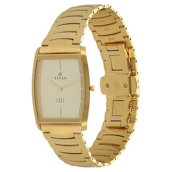 Titan Edge Quartz Analog Champagne Dial Stainless Steel Strap Watch for Men - image number 1