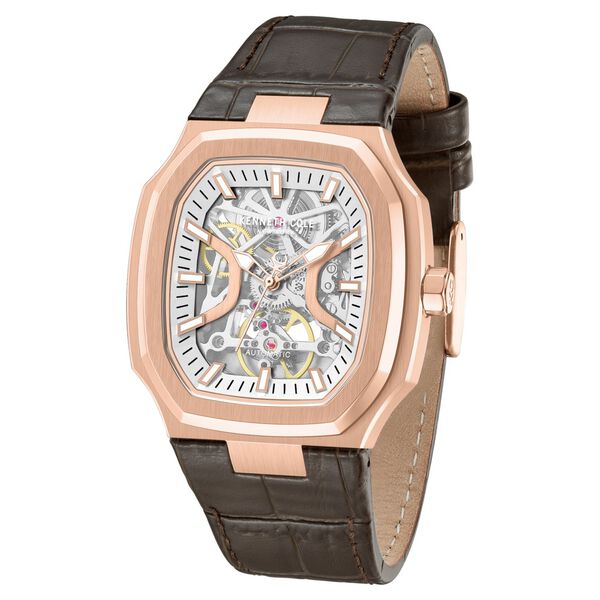 Kenneth Cole Automatic Silver Dial Brown Leather Strap Watch For Men - image number 1
