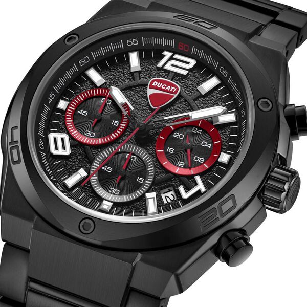 Ducati Quartz Chronograph Black Dial Black Stainless Steel Strap Watch For Men - image number 3
