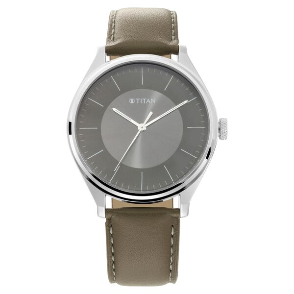 Titan Men's Urban Edge Lustrous Olive Dial Leather Watch - image number 1
