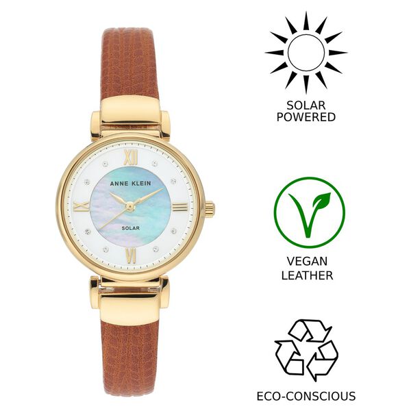 Anne Klein Quartz Analog Mother of Pearl Dial Leather Strap Watch for Women - image number 0