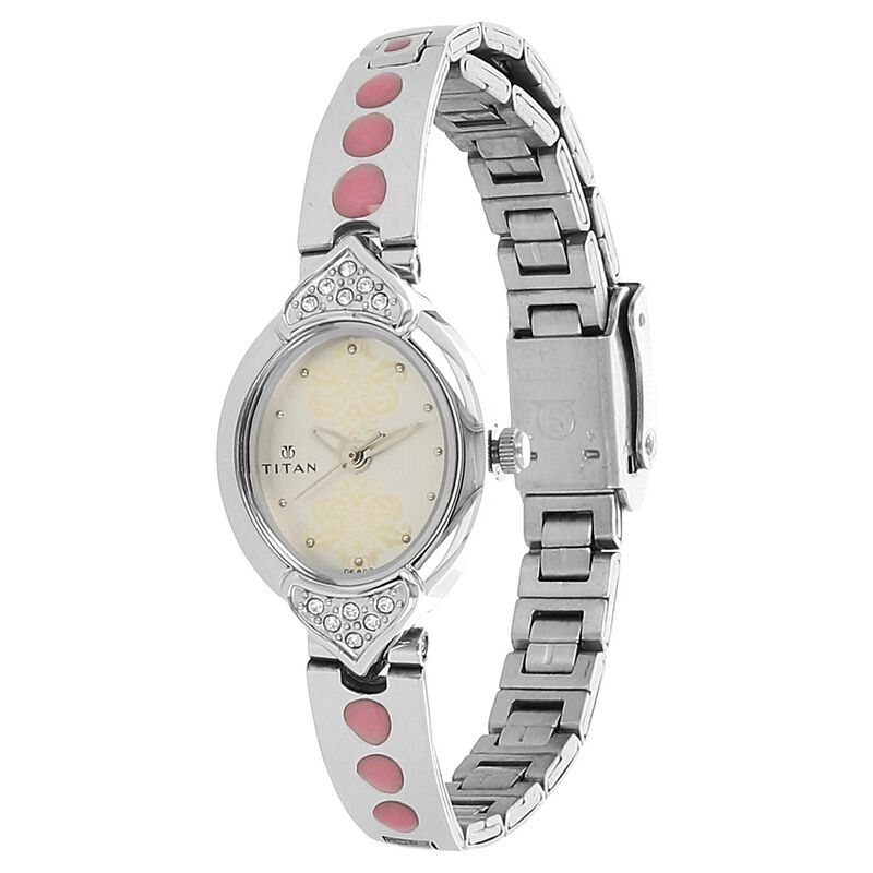 Titan Quartz Analog White Dial Stainless Steel Strap Watch for Women - image number 1
