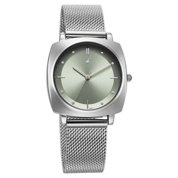 Fastrack Stunners X Quartz Analog Green Dial Stainless Steel Strap Watch For Girls