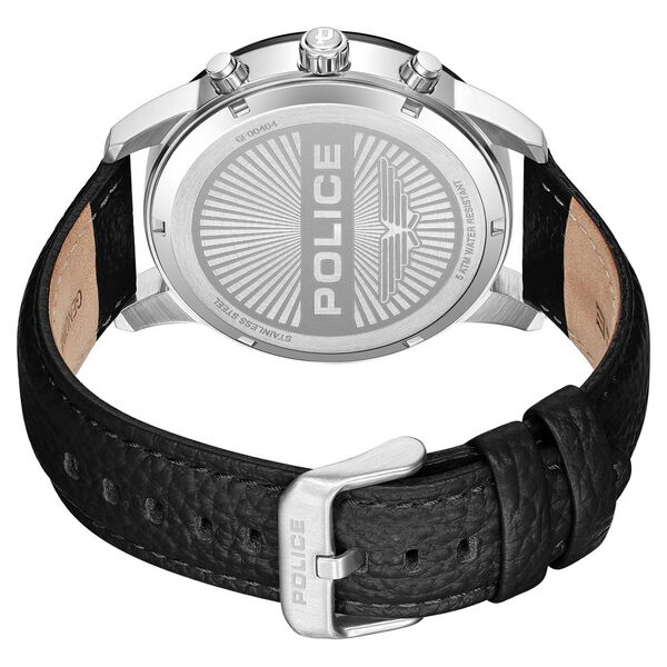Police Quartz Multifunction Grey Dial Black Leather Strap Watch for Men - image number 2