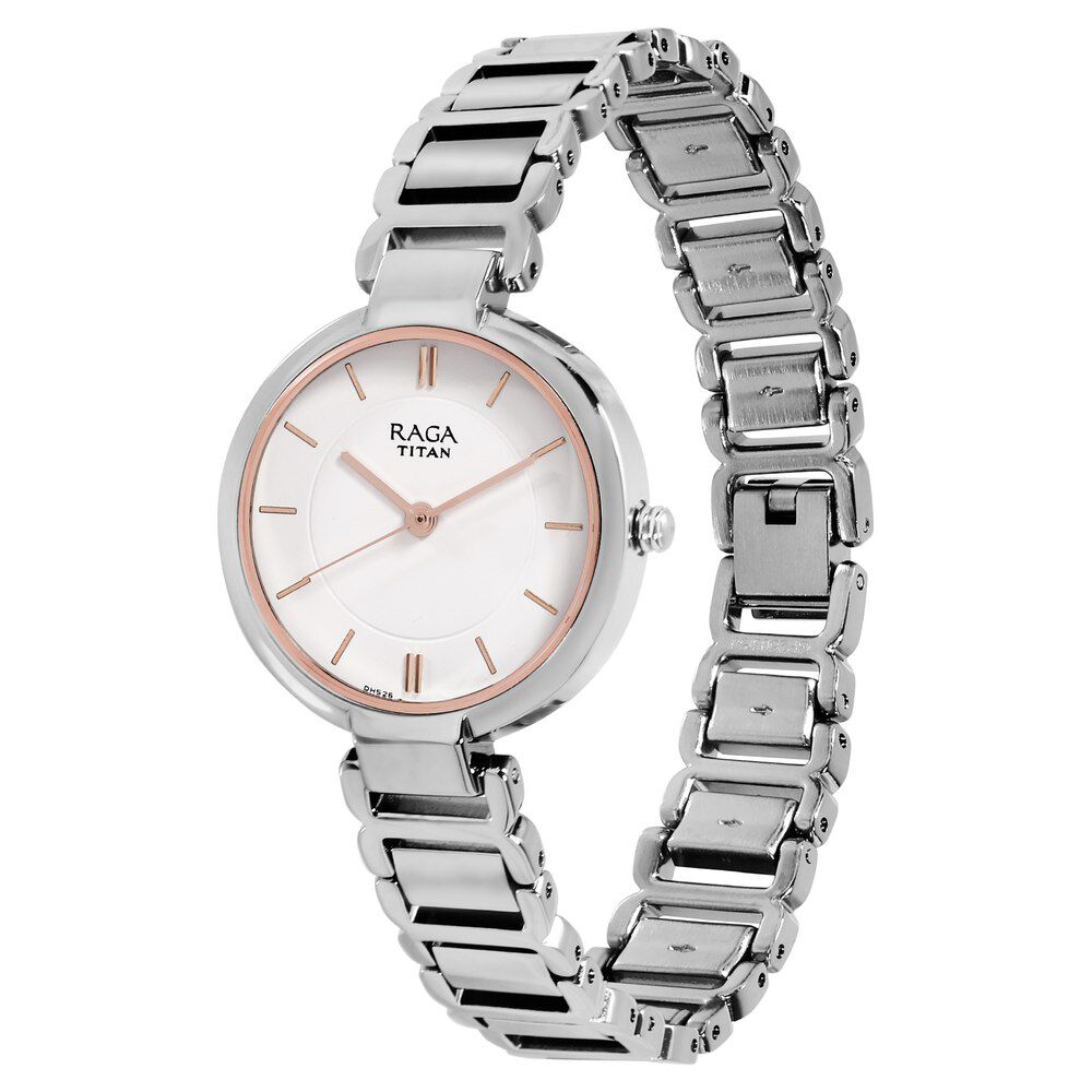Buy Online Titan Raga Viva White Dial Analog Metal Strap watch for