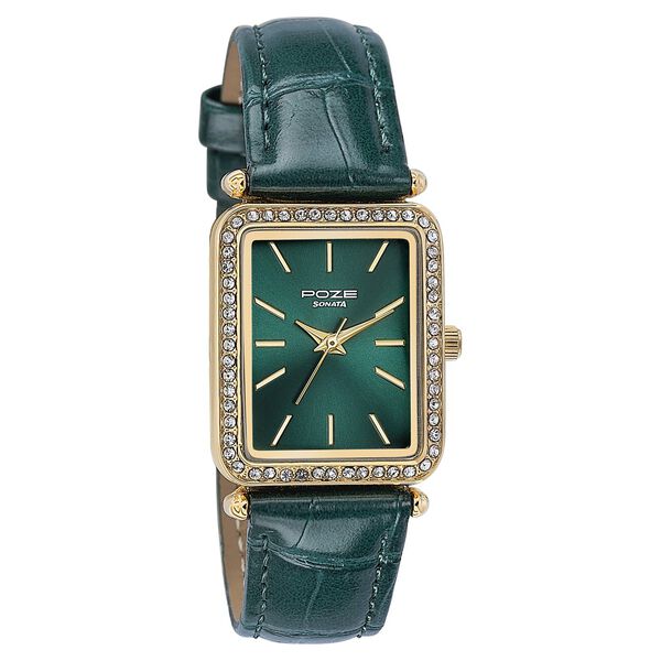 Sonata Poze Quartz Analog Green Dial Leather Strap Watch For Women - image number 2