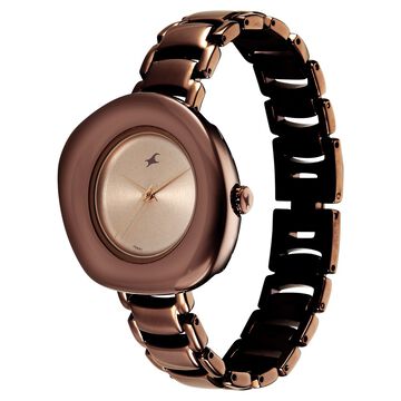 Fastrack Analog Brown Dial Women's Watch with Brown Metal Bracelet