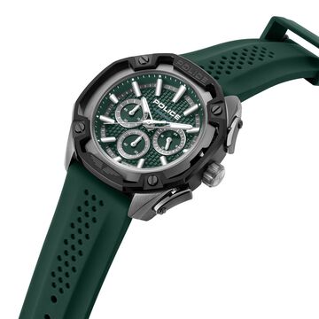 Police Quartz Multifunction Green Dial Green Silicone Strap Watch For Men