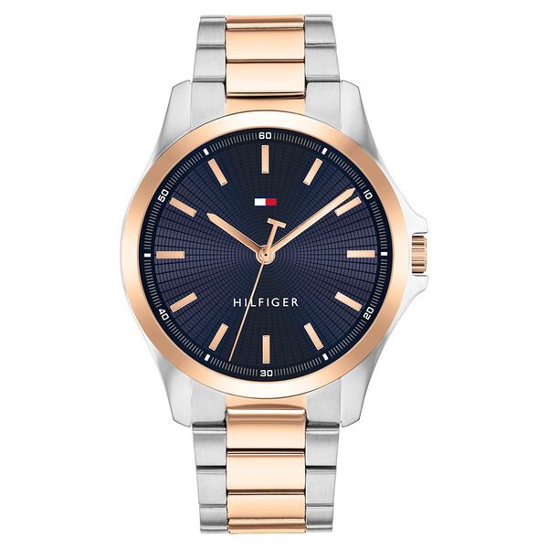 Tommy Hilfiger Quartz Analog Blue Dial Two Toned Stainless Steel Strap Watch For Men - image number 0