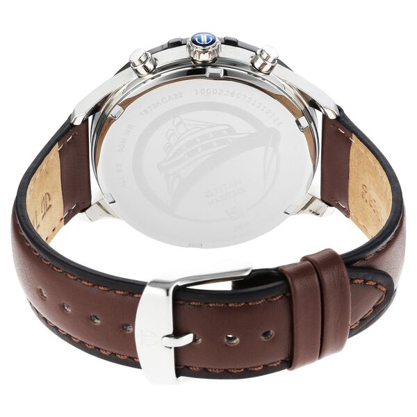 Titan Maritime White Dial Quartz Multifunction Leather Strap Watch for Men - image number 4