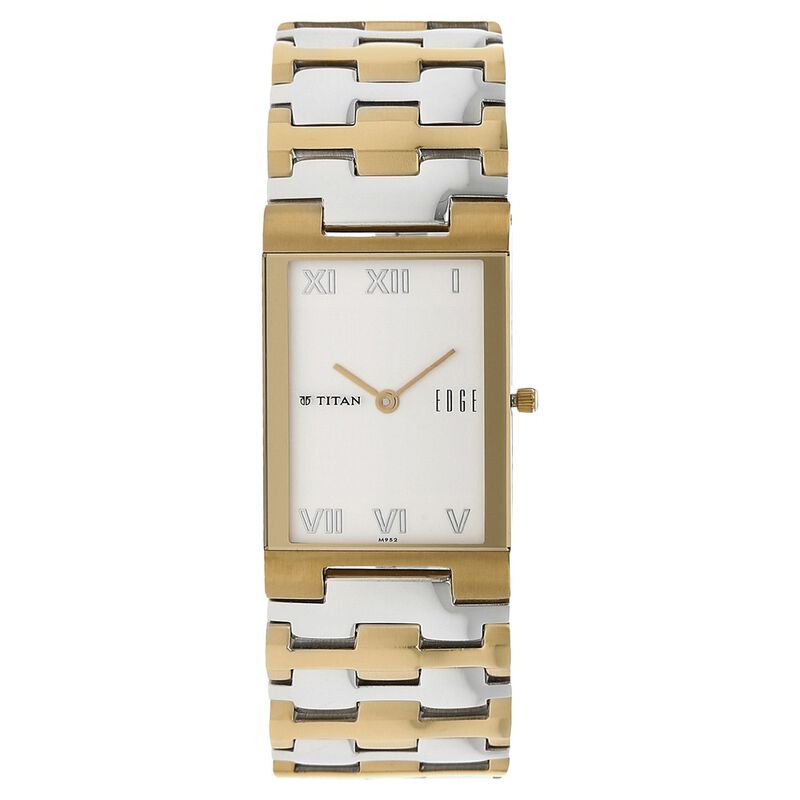 Titan Edge Quartz Analog White Dial Two toned Stainless Steel Strap Watch For Men