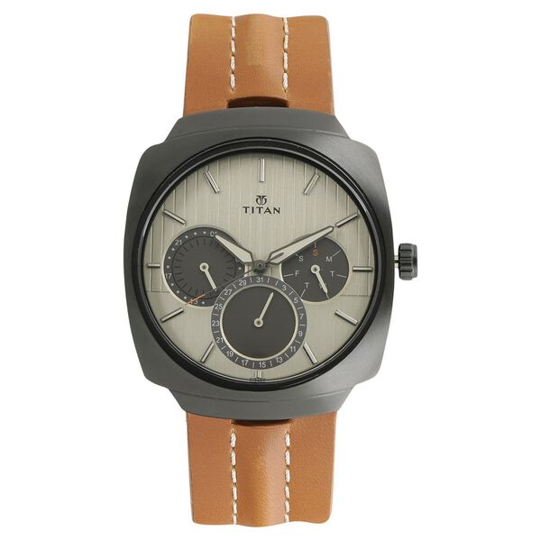 Titan Quartz Multifunction Green Dial Leather Strap Watch for Men - image number 0
