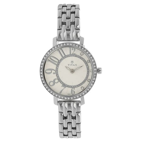 Titan Quartz Analog Silver Dial Stainless Steel Strap Watch for Women - image number 0