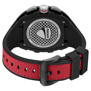 Ducati Quartz Multifunction Black Dial Black Silicone Strap Watch For Men