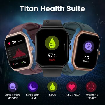 Titan Smart Watch with 4.97 CM Super AMOLED Display | 410 x 502 Pixel Resolution | AI Voice Assistant | Multiple Menu Styles With Teal Strap