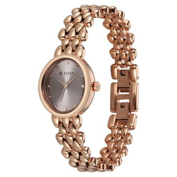 Titan Purple Serein Quartz Analog Rose Gold Dial Rose Gold Metal Strap Watch For Women