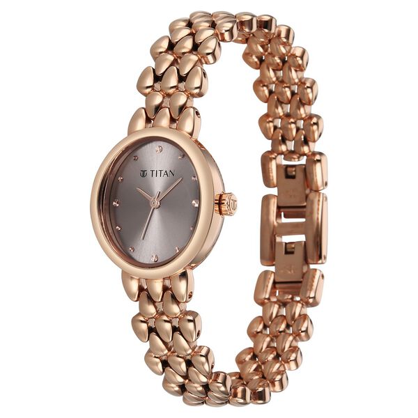 Titan Purple Serein Quartz Analog Rose Gold Dial Rose Gold Metal Strap Watch For Women - image number 2