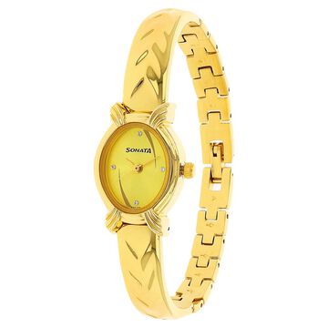 Sonata Quartz Analog Golden Dial Metal Strap Watch for Women