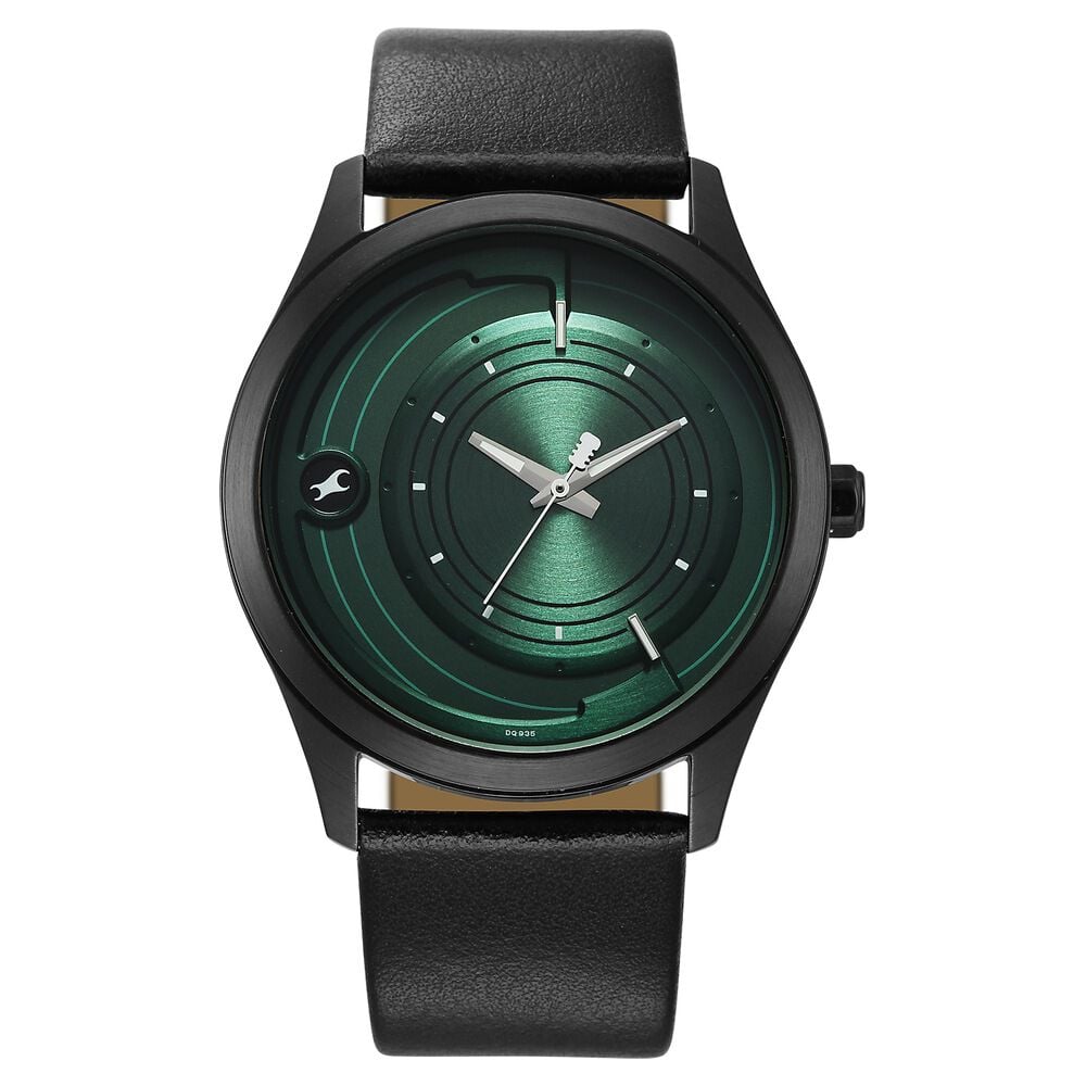 Fastrack Groove Quartz Analog Green Dial Black Leather Strap Watch For Guys-image-34