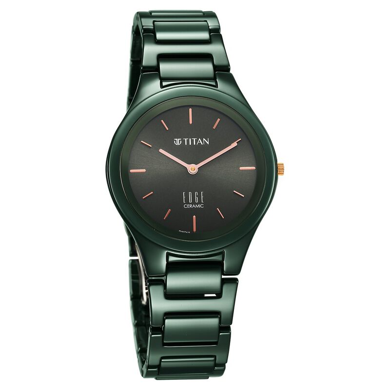 Buy Online Titan Edge Ceramic Quartz in Glossy Green Dial Watch for
